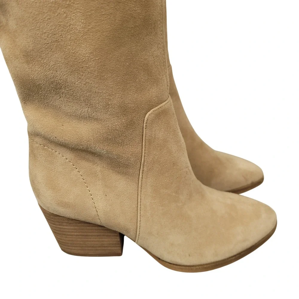Vince Camuto Nestel Knee High Boots Womens Size 5M Tan Suede Western Fall Winter